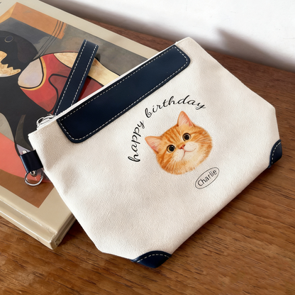 Custom Pet Portrait Clutch Bag | Personalized Dog Cat Pouch | Pet Lover Gift