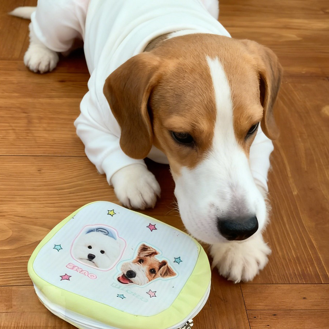 Custom Pet Portrait Makeup Bag | Ultra-Soft Plush Tote | Personalized Dog Cat Cosmetic Bag