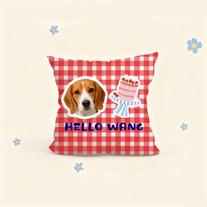 Custom Pet Portrait Pillow | Personalized Square Cushion | Dog Cat Throw Pillow Gift