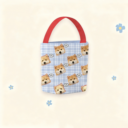 Custom Pet Portrait Canvas Bucket Bag | Personalized Dog Cat Tote | Pet Lover Gift